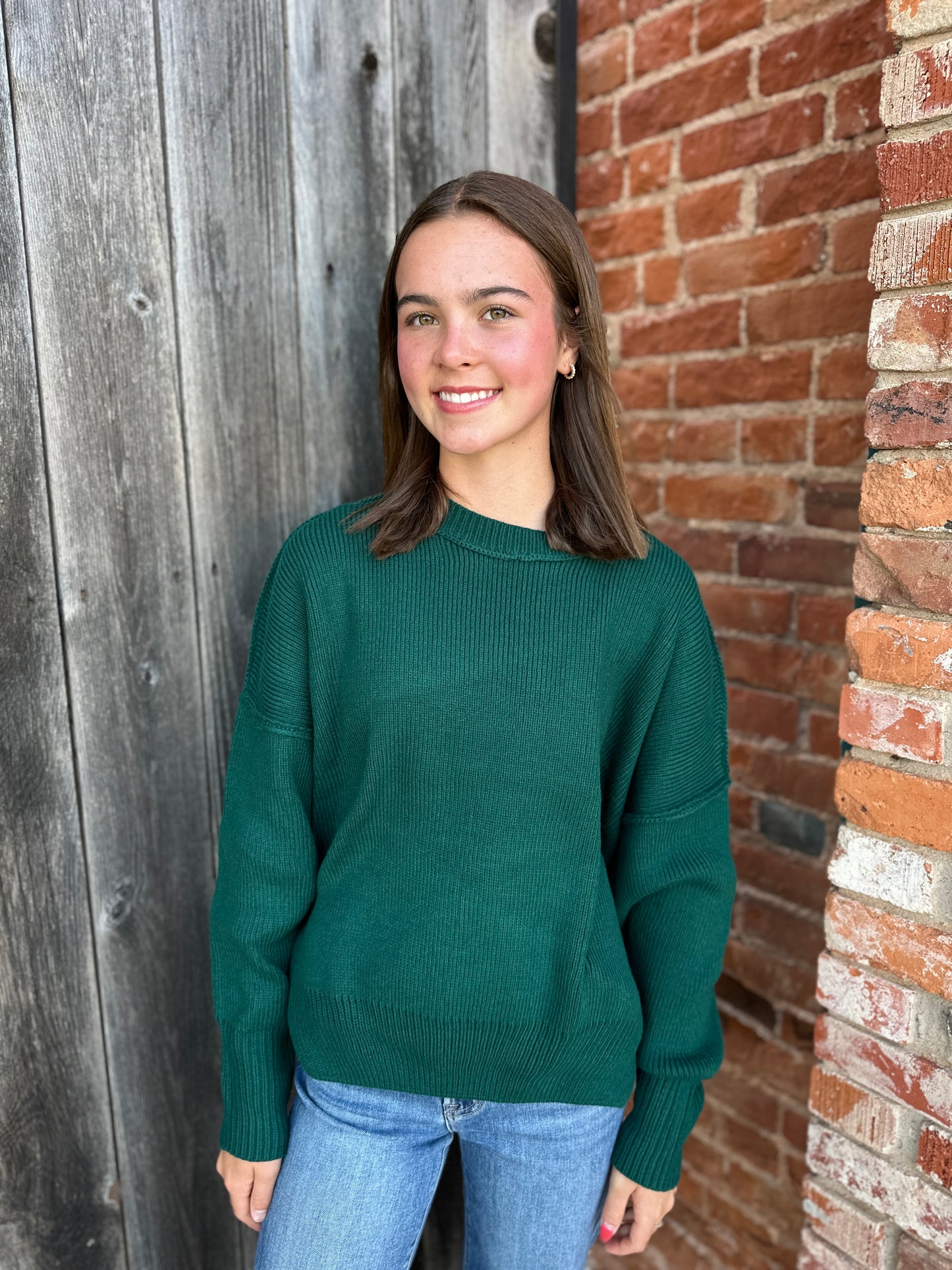 Hunter Green Oversized Ribbed Sweater