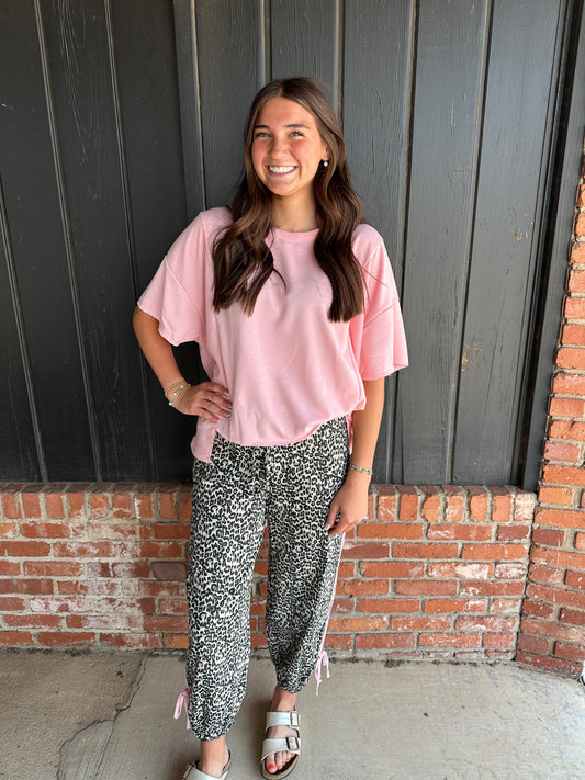 Light Pink French Terry Reverse Side Top