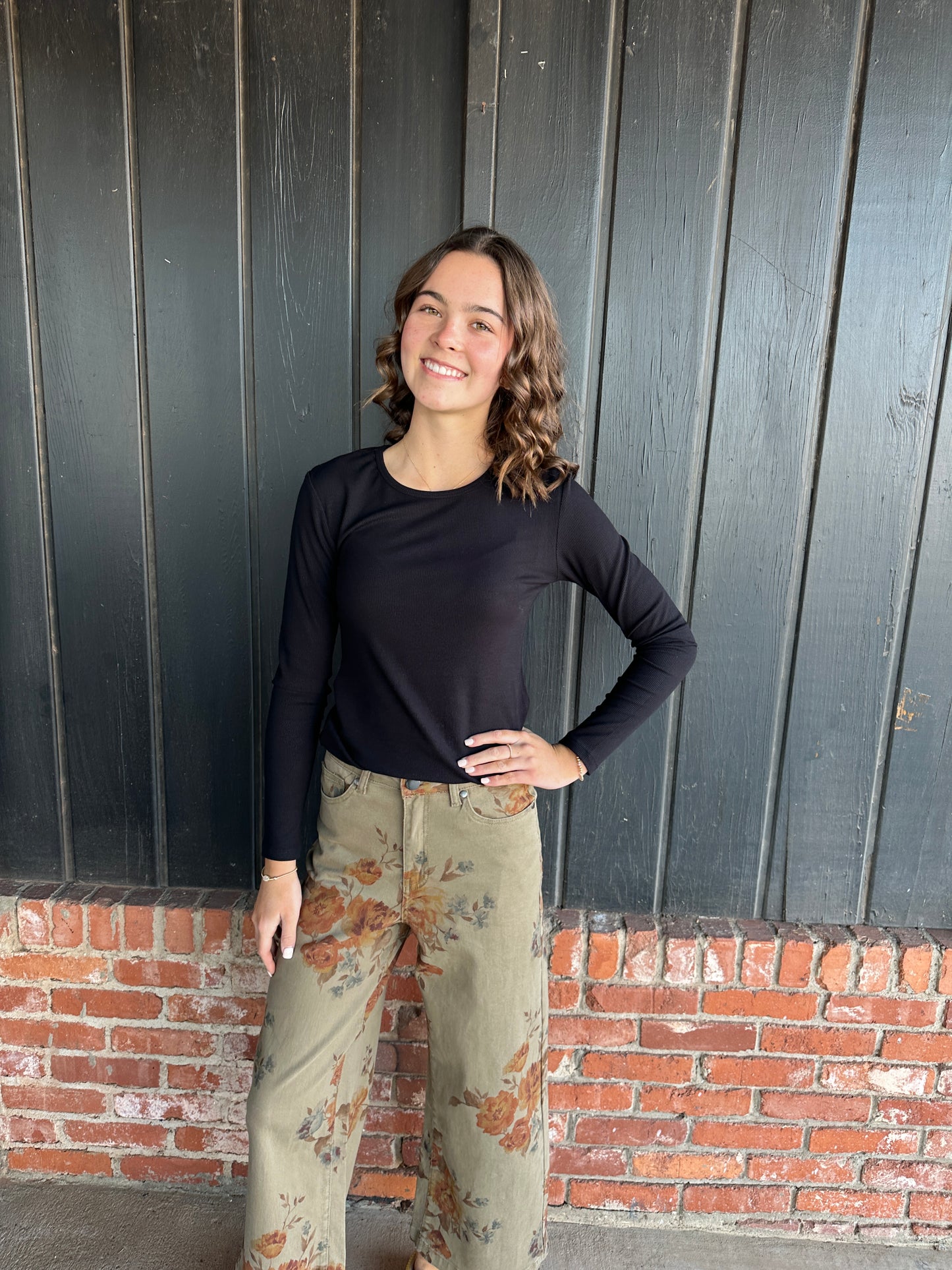 Black Pure Comfort LuxeAir Ribbed Long Sleeve Top