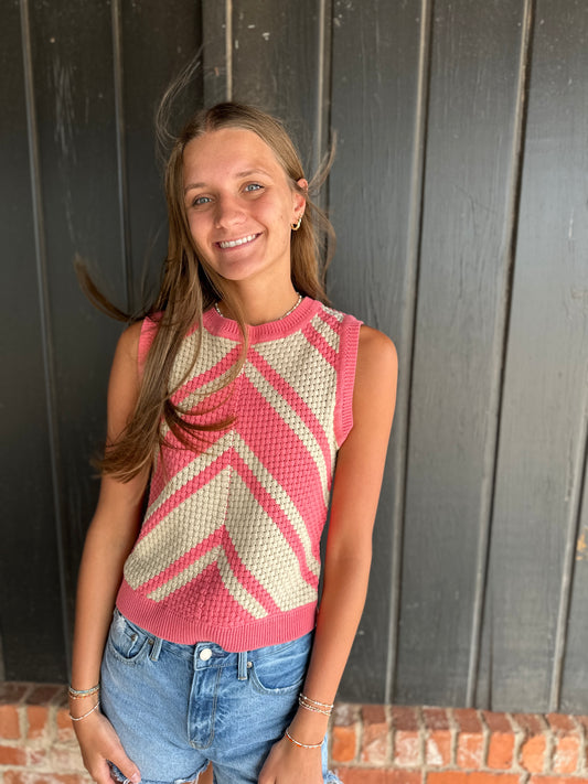 Coral Chevron Sweater Vest