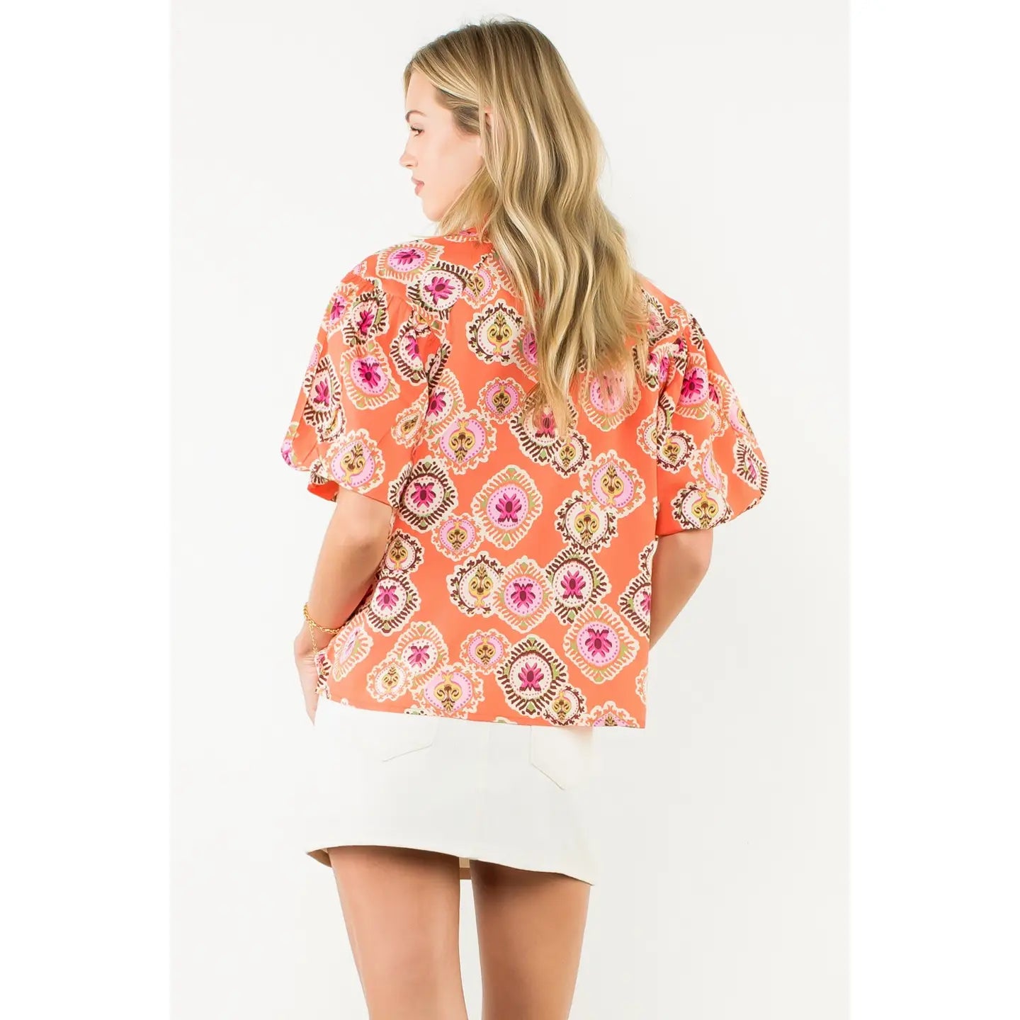 The Emily Smocked Neck Puff Sleeve Top
