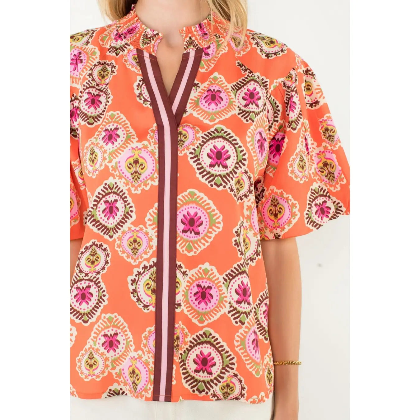 The Emily Smocked Neck Puff Sleeve Top