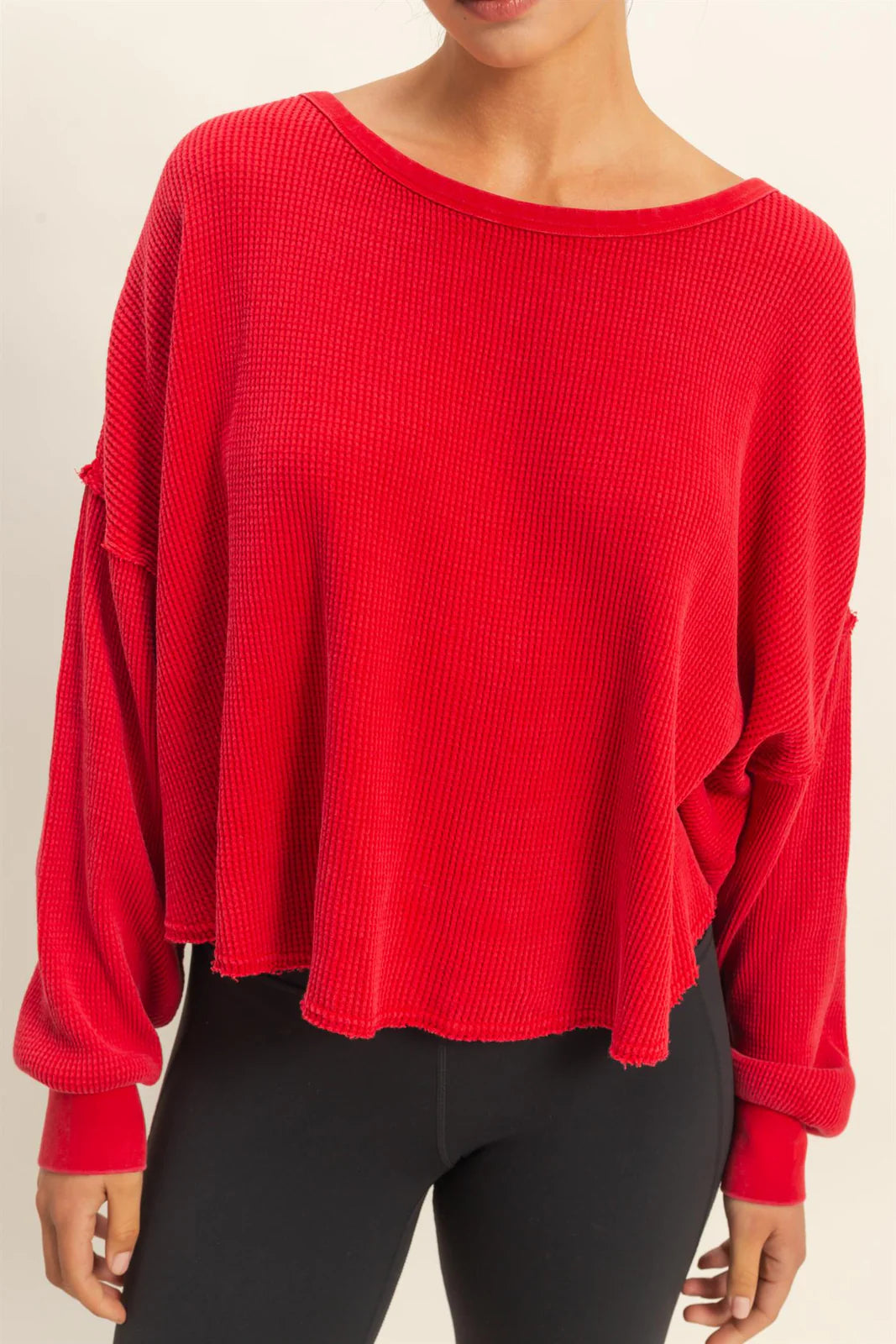 Red Waffle Knit Top