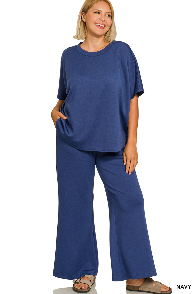 Navy Scuba Top & Pant Set - plus