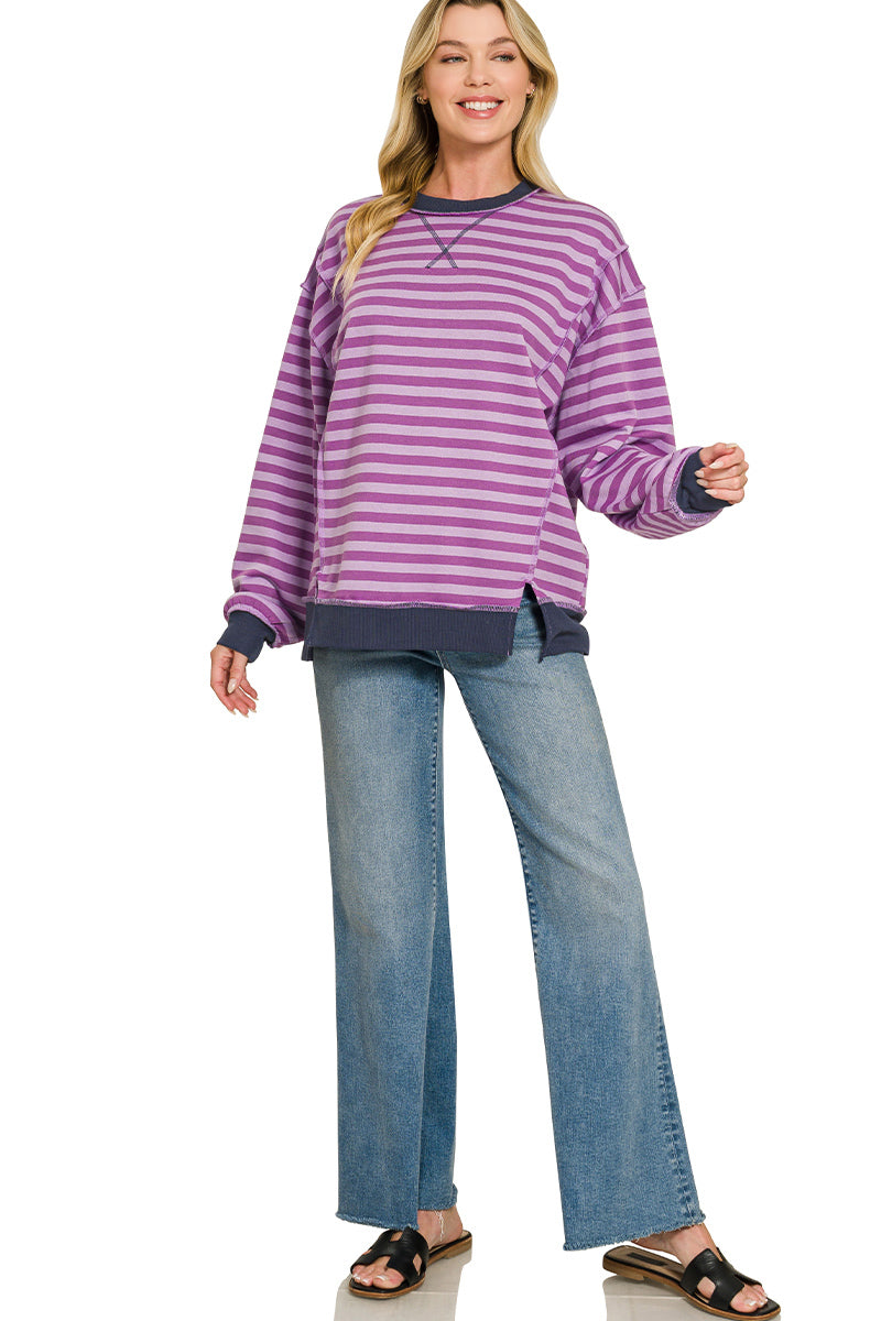 Violet/Lavendar striped long sleeve top
