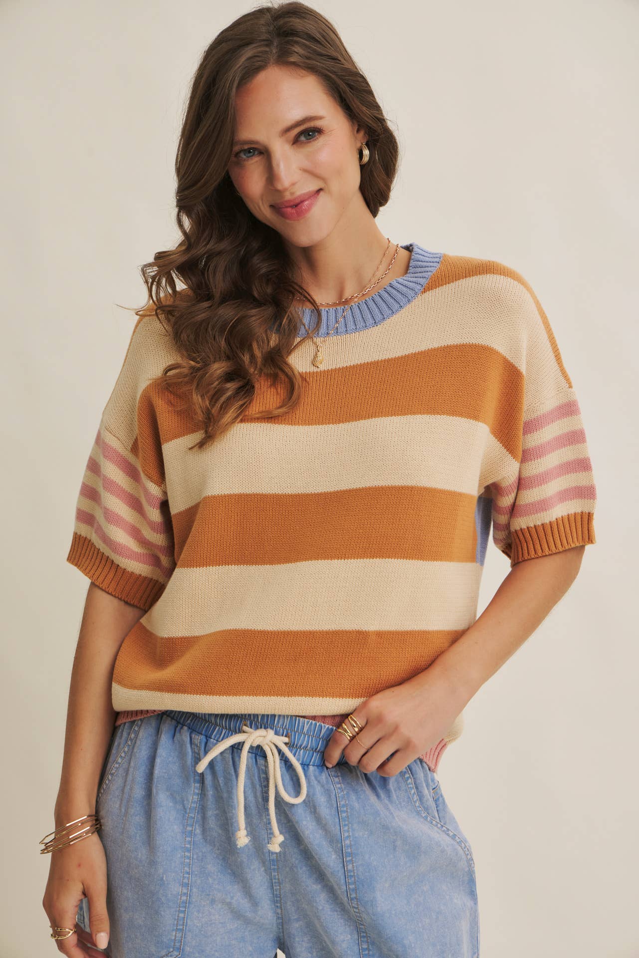 Summer multi stripe sweater top
