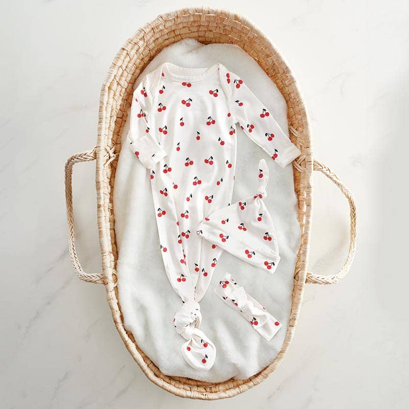 Cherries Knotted Gown 0-3 mo