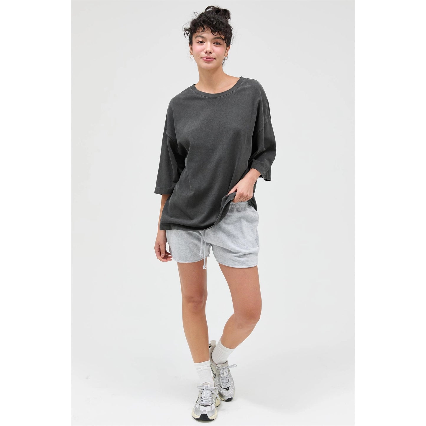 Black Pigment Dye Oversized Half-Sleeve T-Shirt