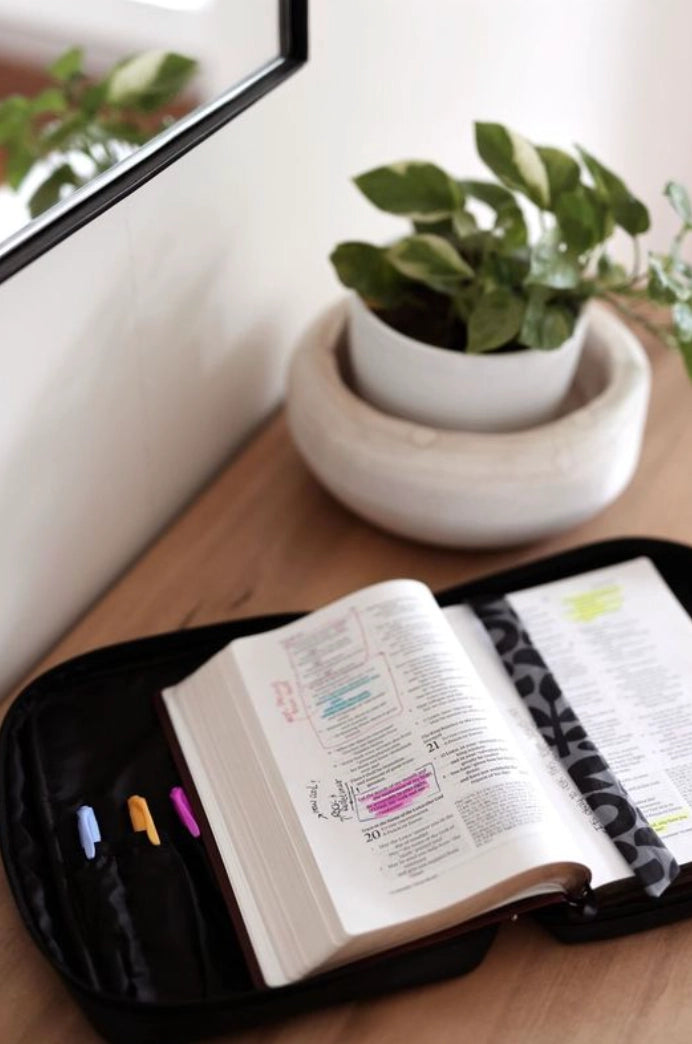 Bible Cover- Faith First Floral (Black/Grey)