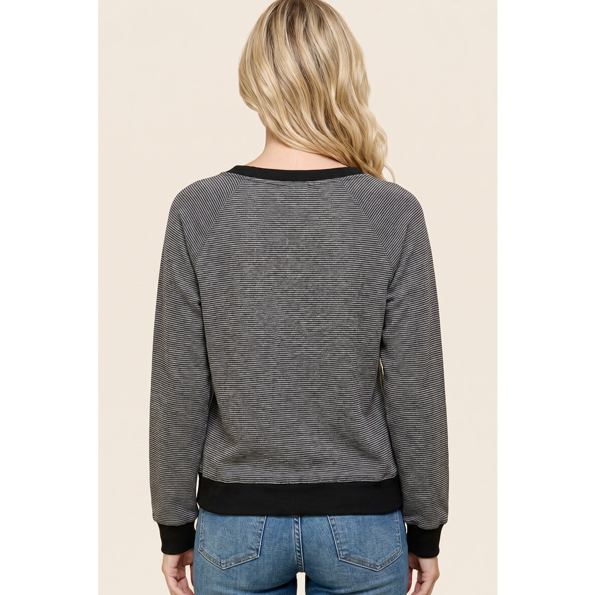 Black Pinstriped Techno Top