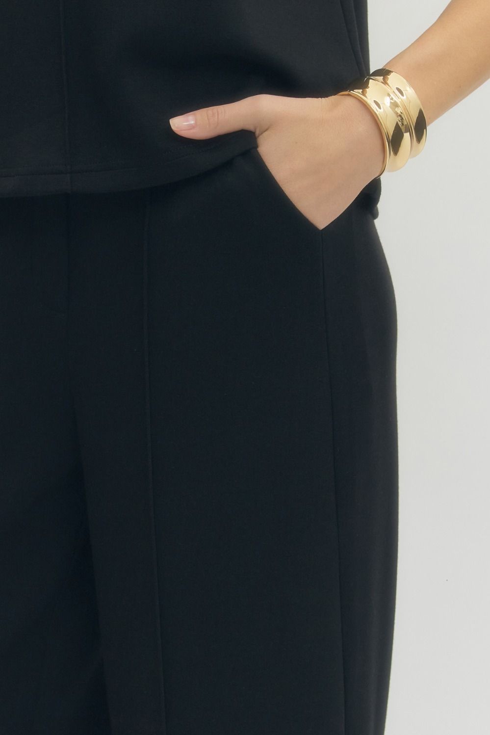Black Scuba wide leg pants