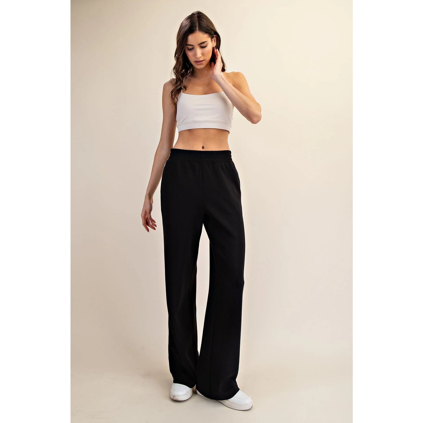 Black Modal Scuba Piping Straight Pant