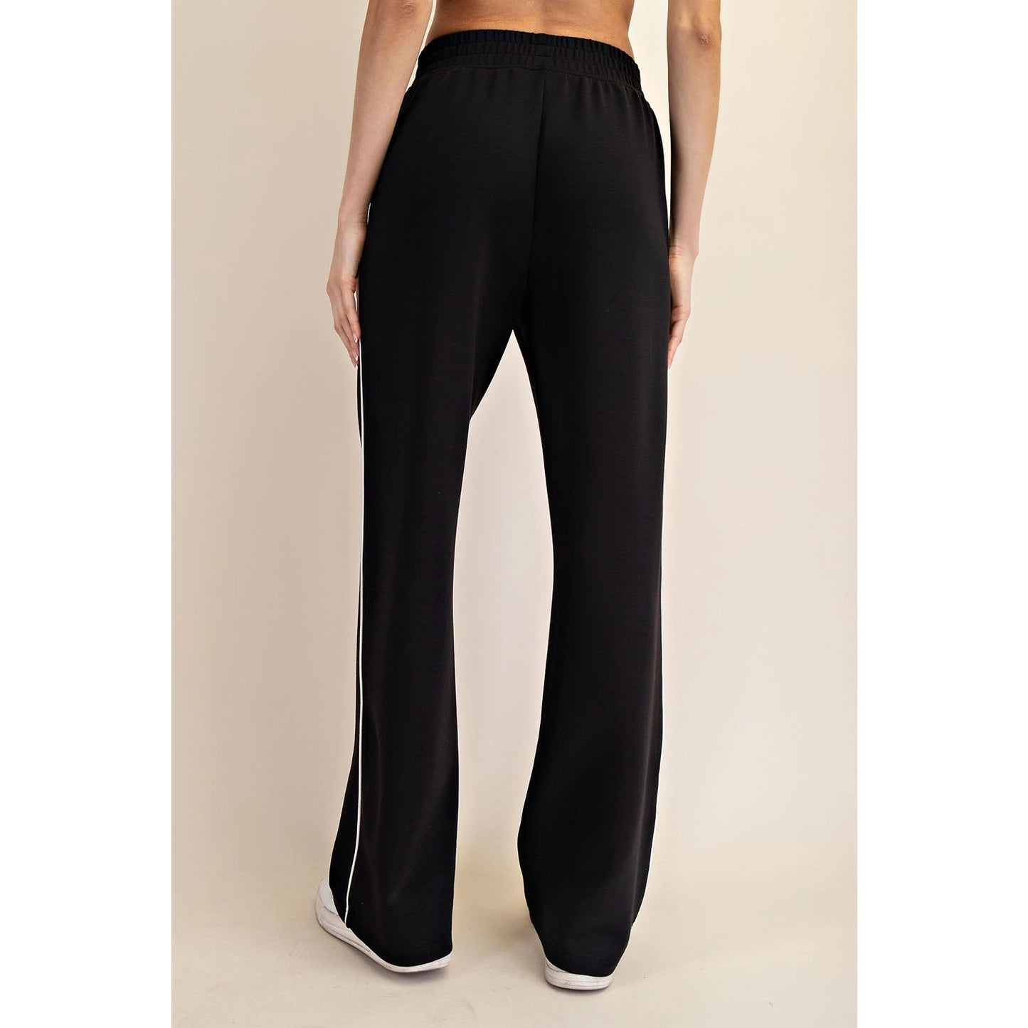 Black Modal Scuba Piping Straight Pant