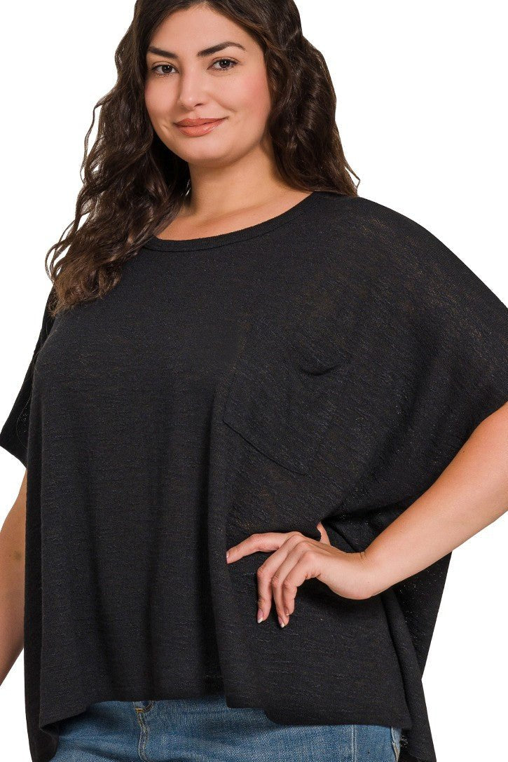 Black oversized Haci top with pocket - Plus