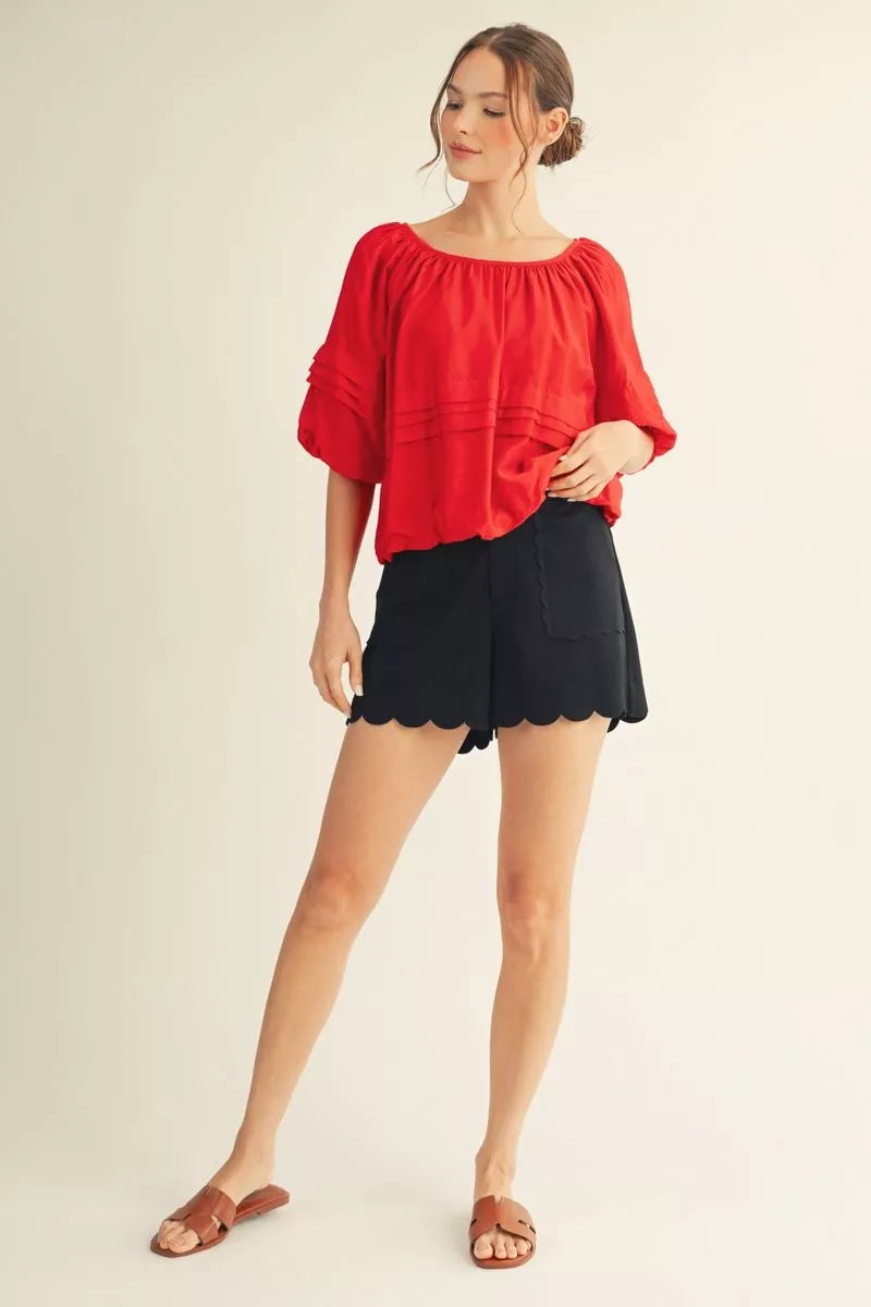 Black Scallop detail shorts