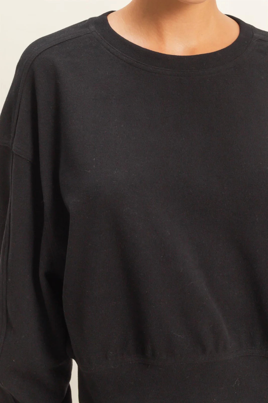 Black Soft Ribbed Relaxed Fit Sweatshirt