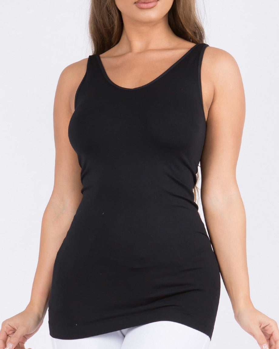 Black Reversible V or U Neckline Seamless Tank
