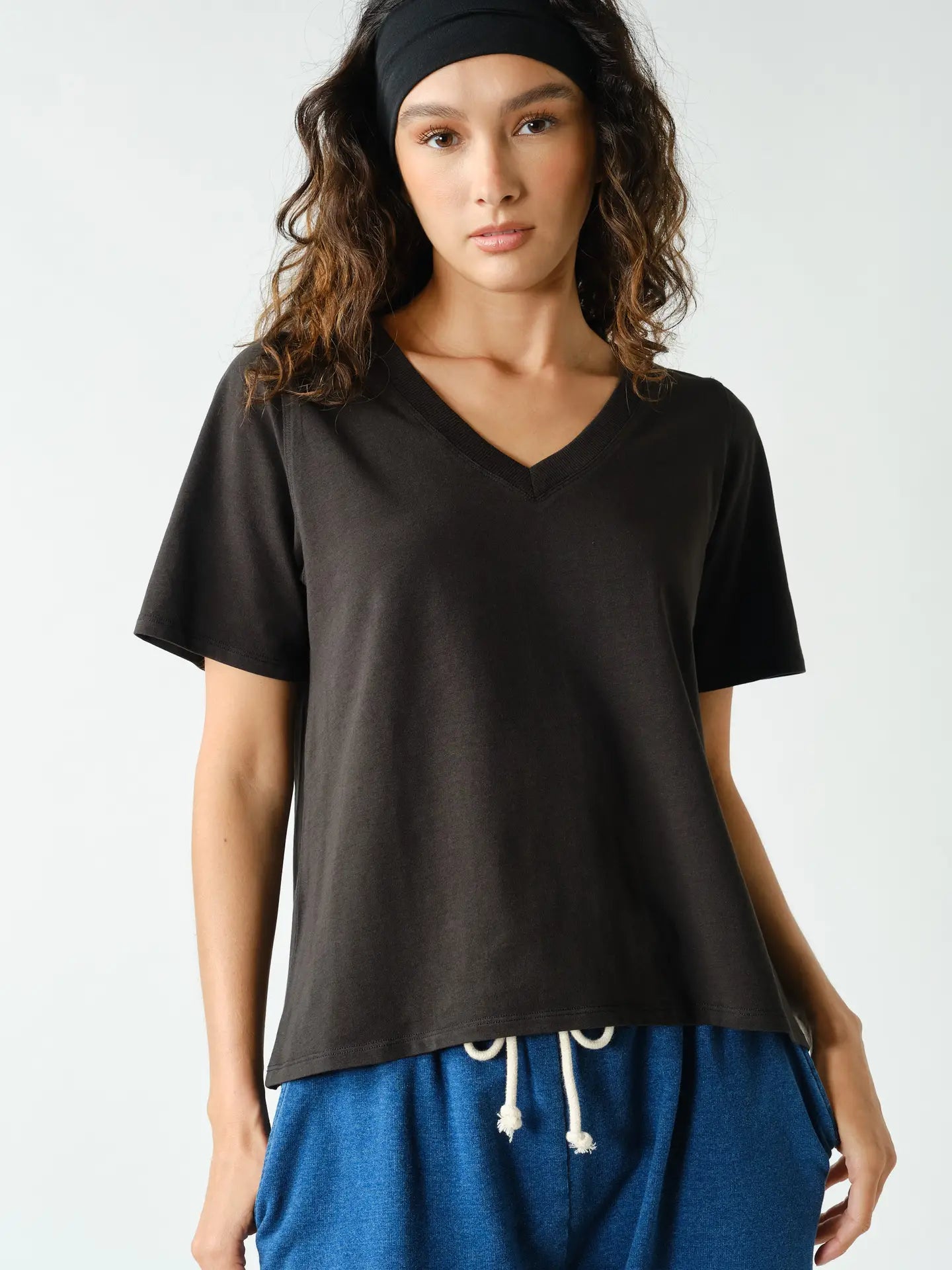 Pima Cotton Blend V-Neck Tee
