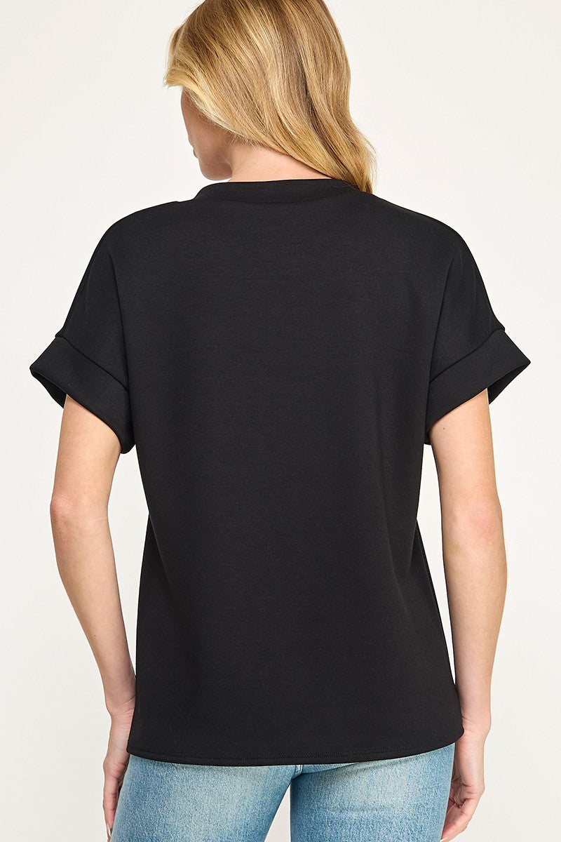 Black V Neck Modal Top