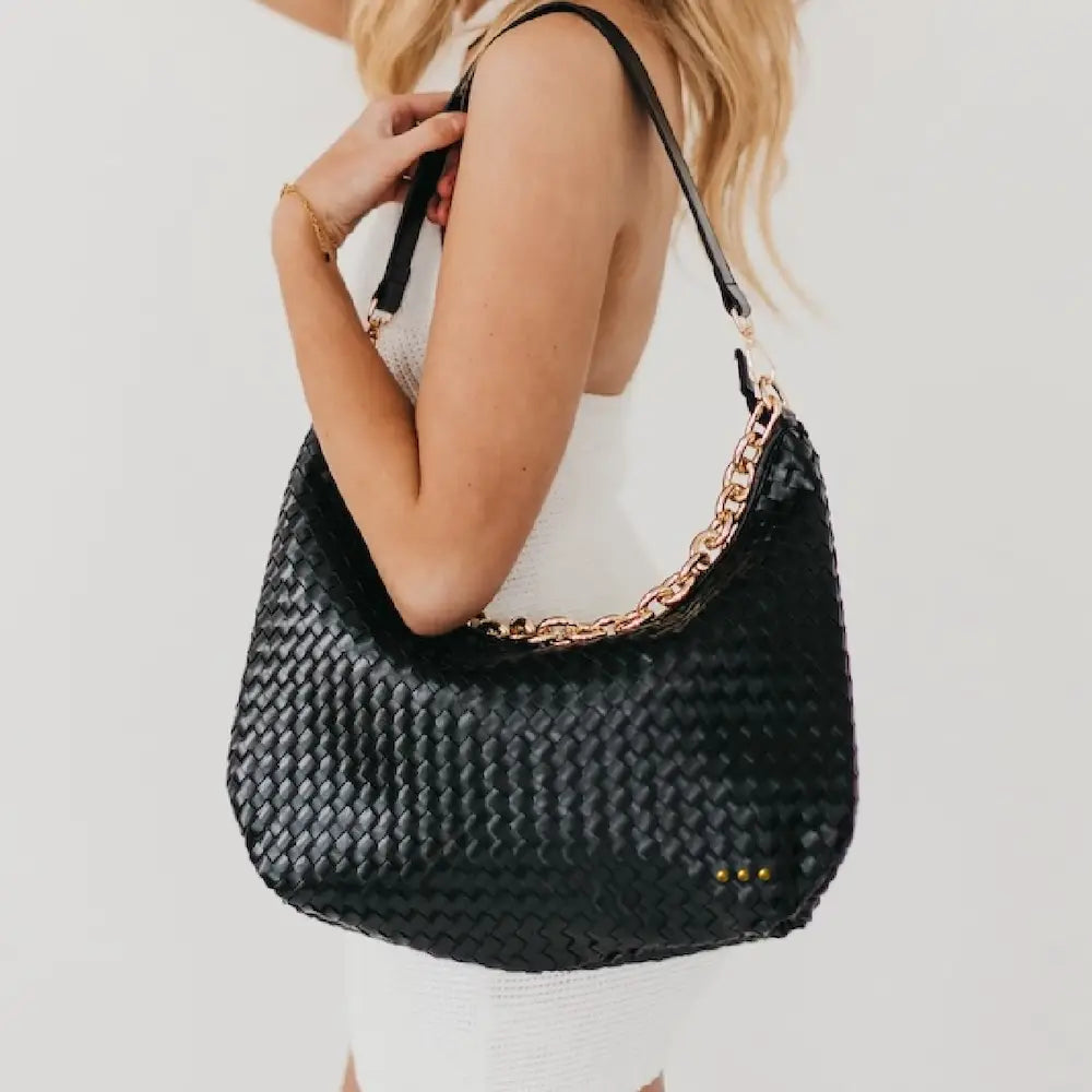 Black Sienna Slouchy Woven Shoulder Bag