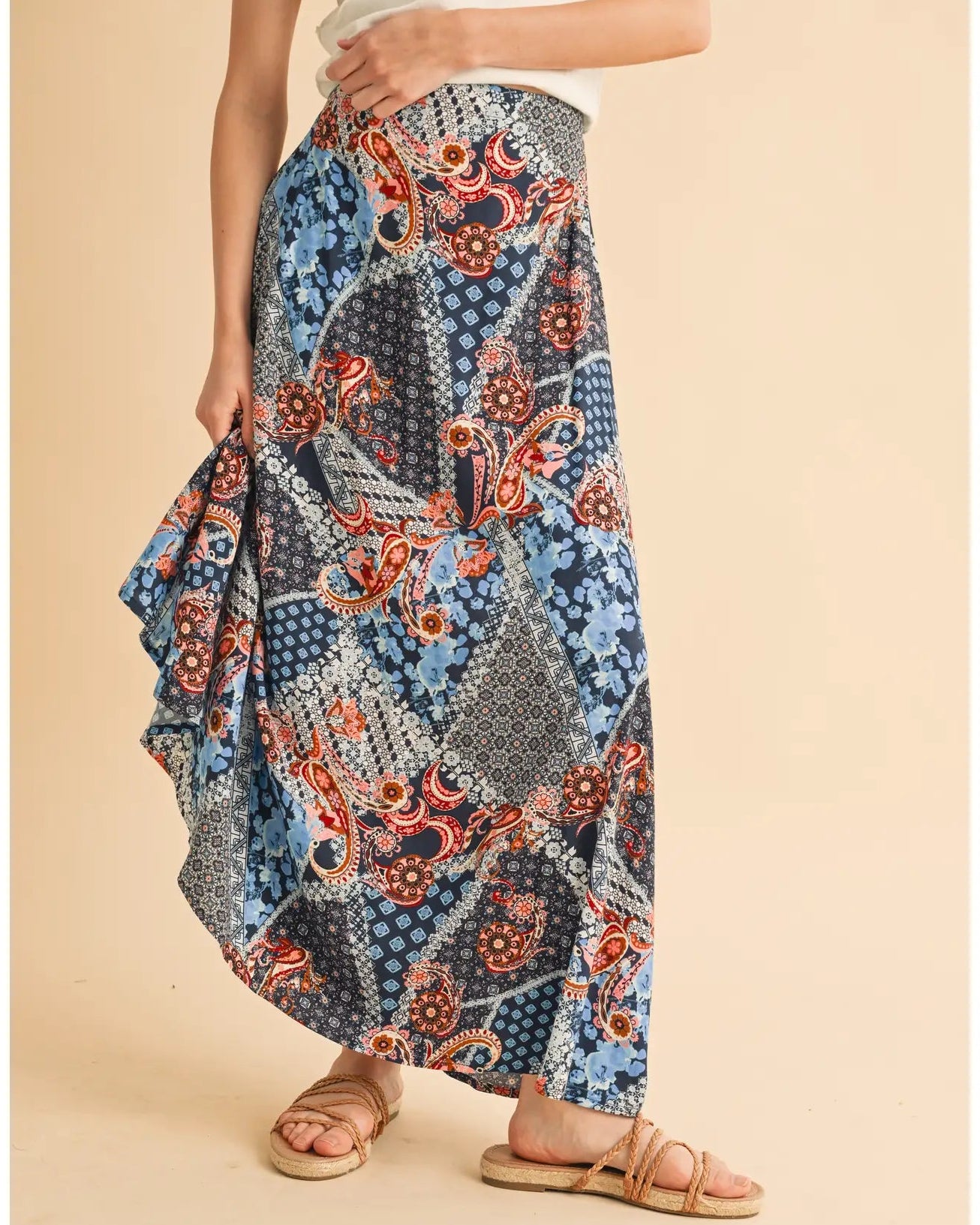 Bradyn Blue Print Maxi Skirt