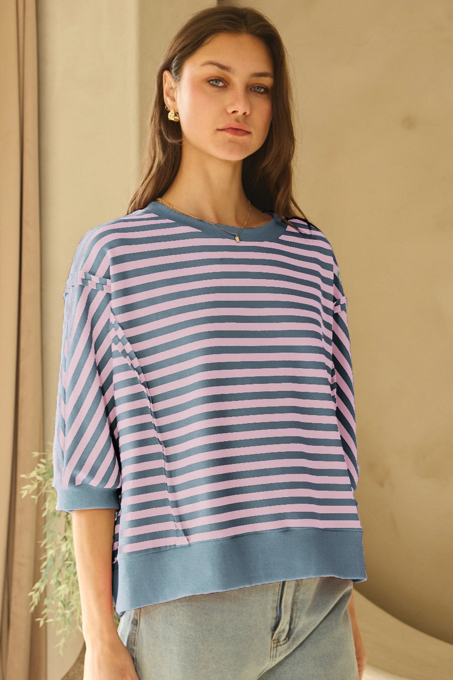 Blue stripe Striped Knit Top