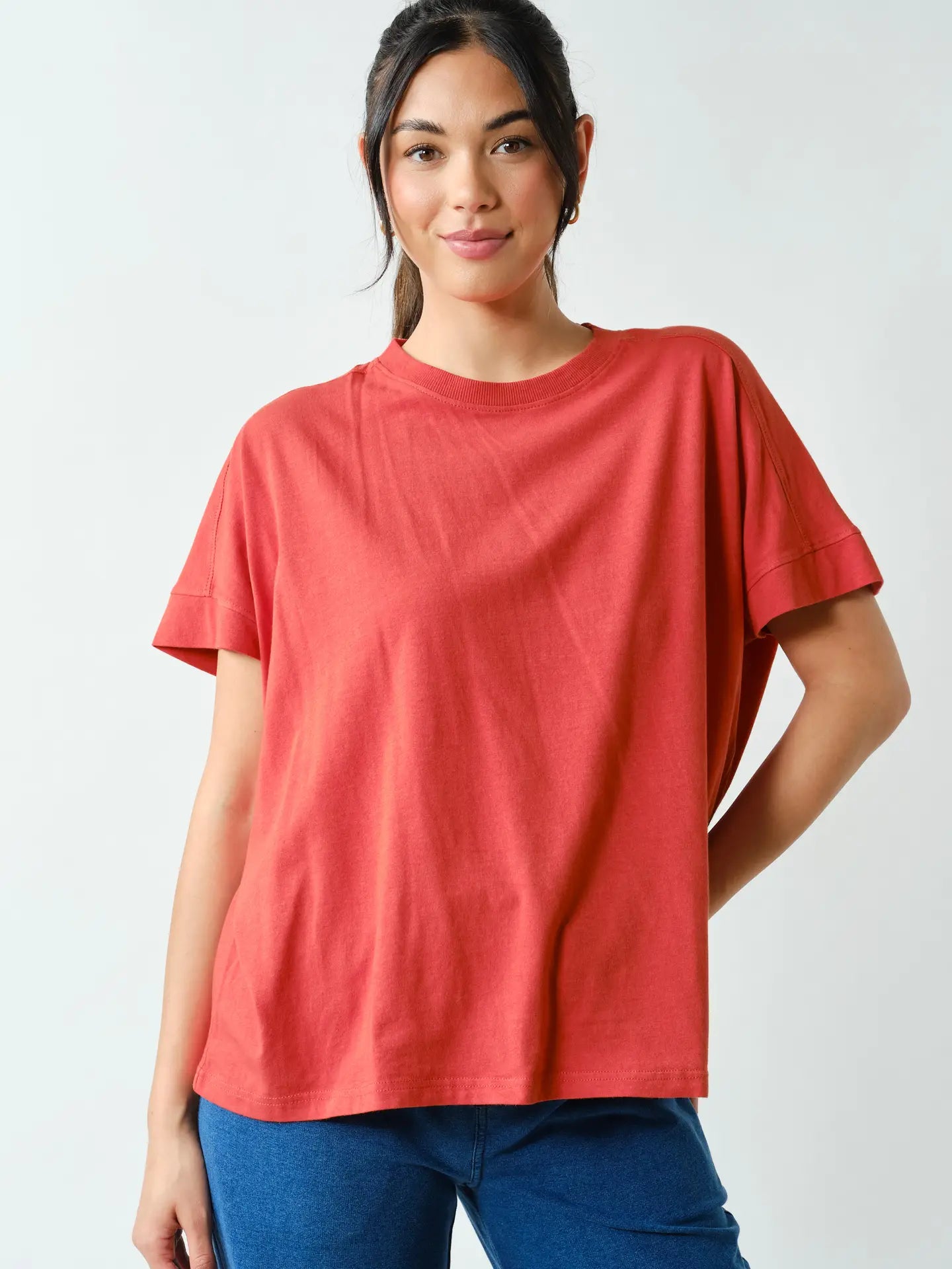 Blushed Brick Pima Cotton Sunfade Drape Tee