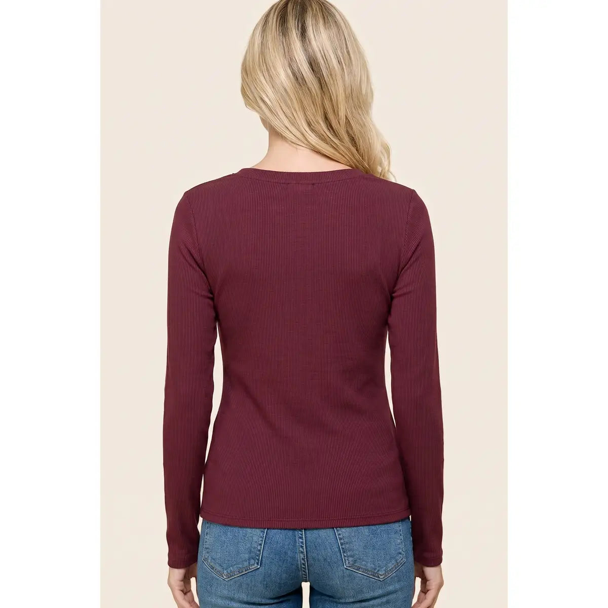 Burgundy Crew Neck Basic long sleeve