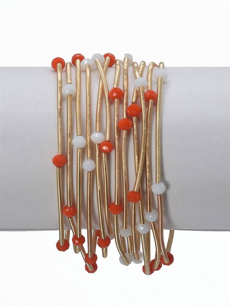orange & white bracelet set
