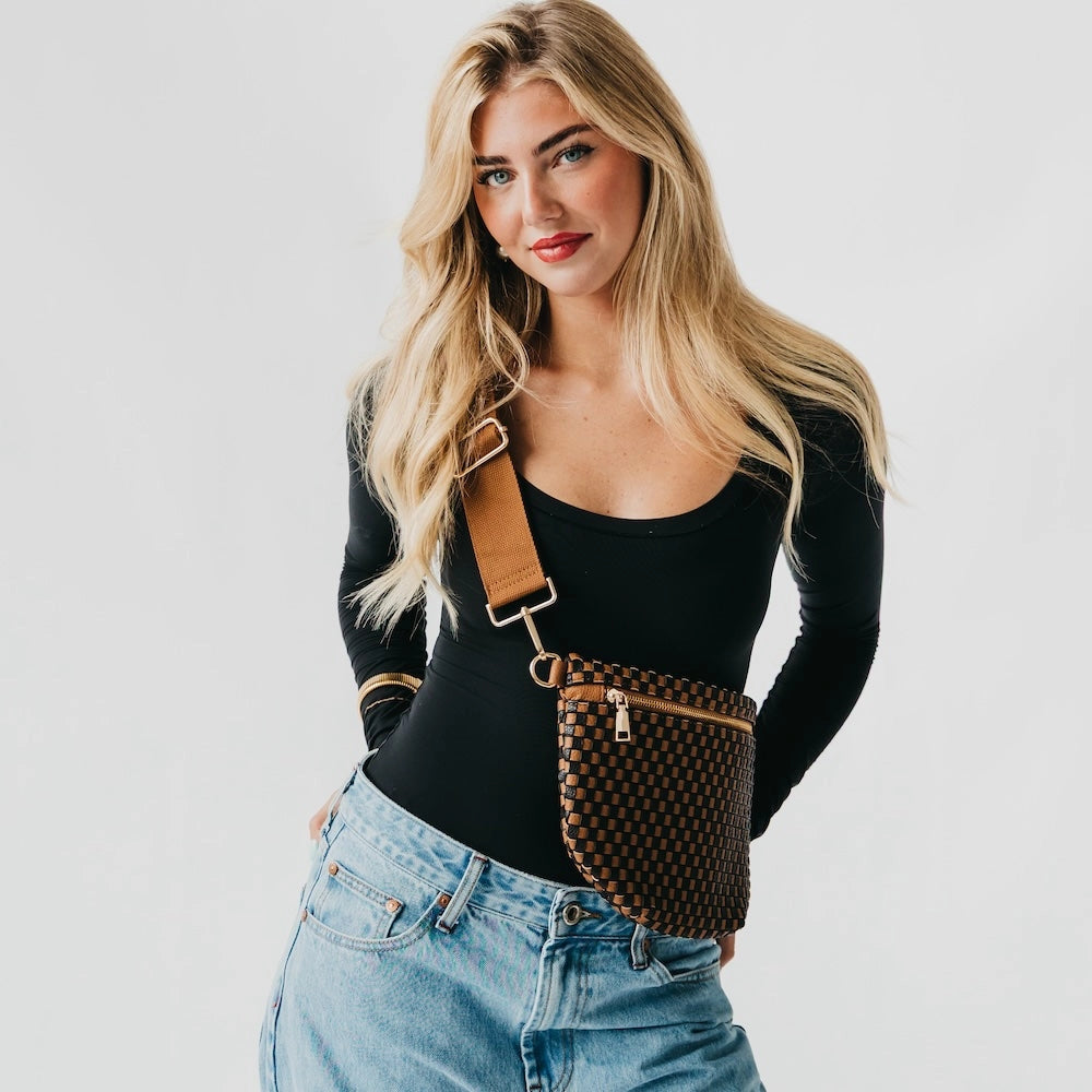 Westlyn Woven Bum Bag - Checkered Coffee