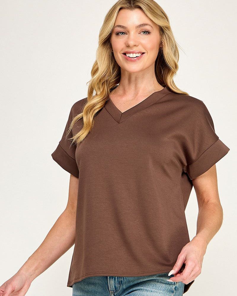 Chocolate Modal V Neck top
