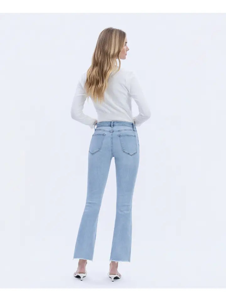 Vervet High Rise Raw Step Hem Crop Flare Jean
