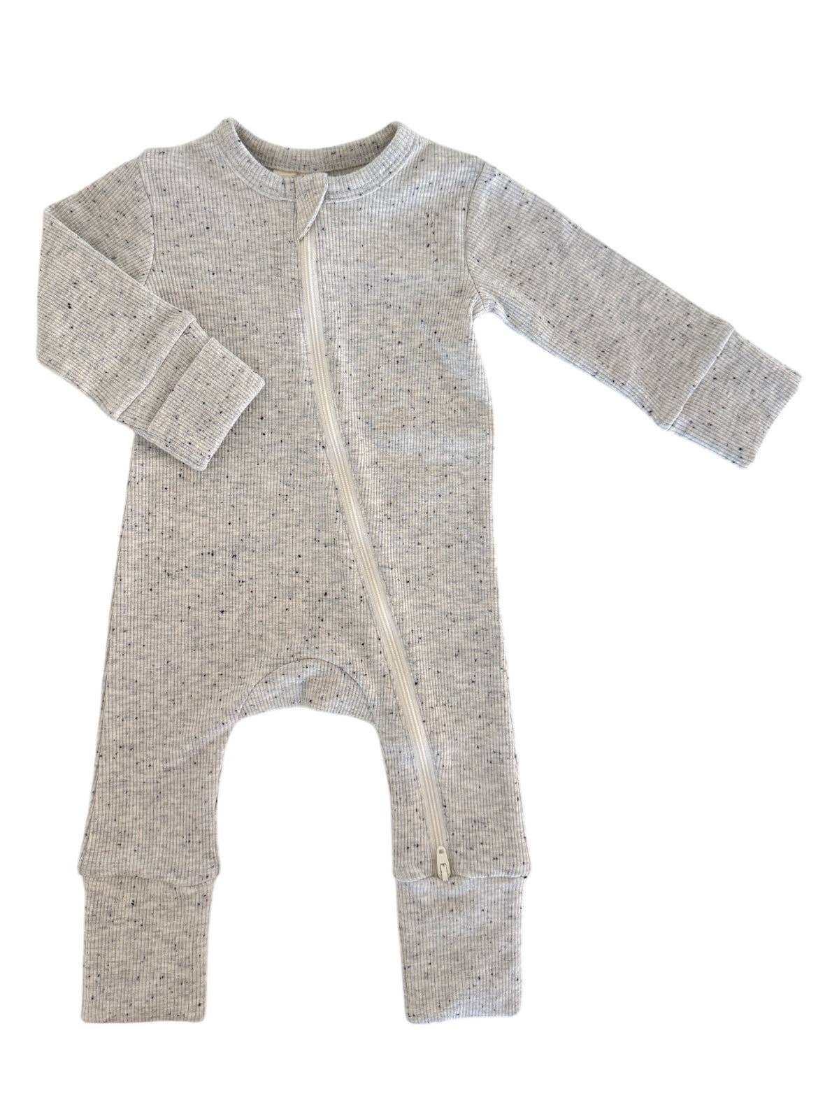 Baby Heather Speckle / 2-Way Zip Romper