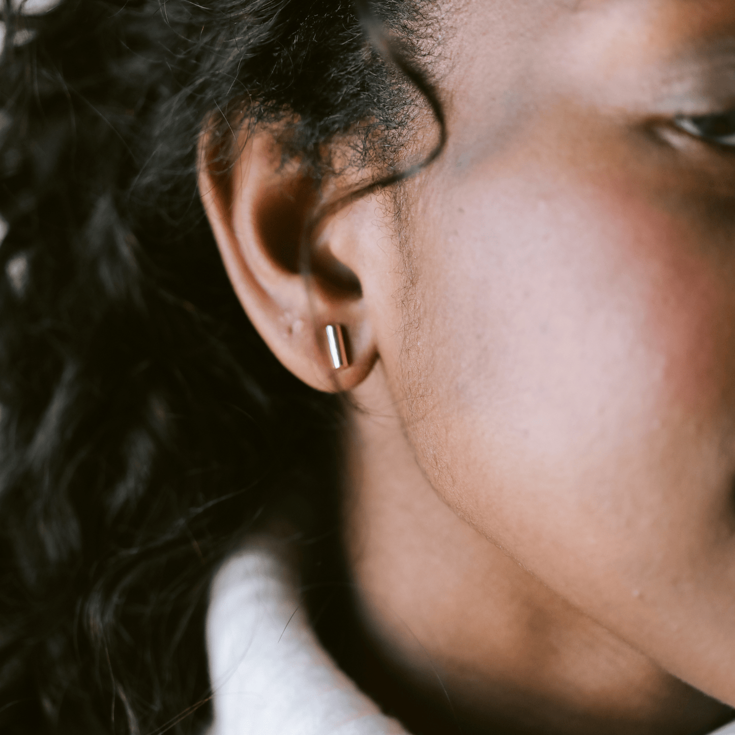 Silver Bar Studs Nickel & Suede