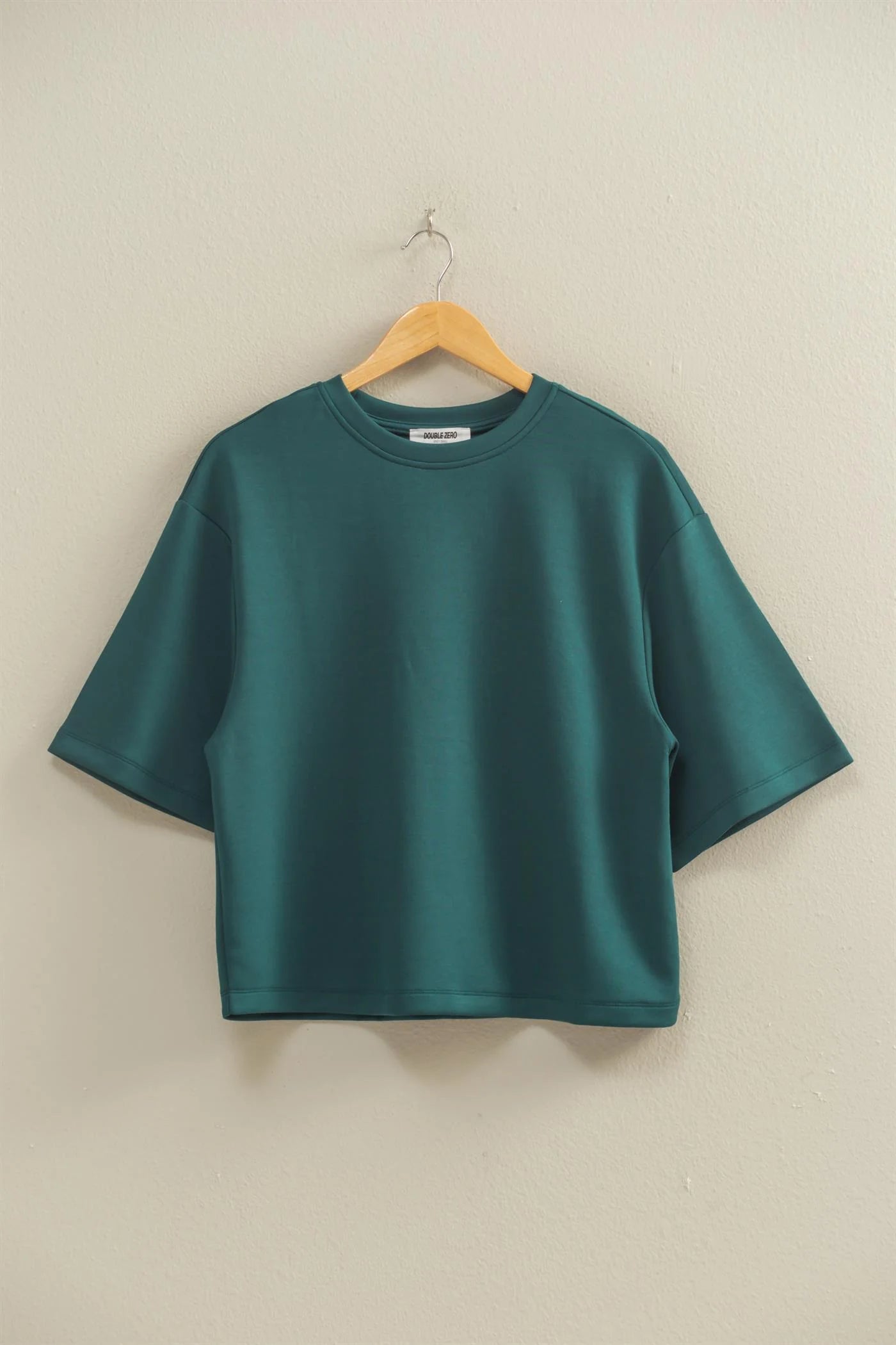 Deep Green Drop Shoulder Everyday Basic Top