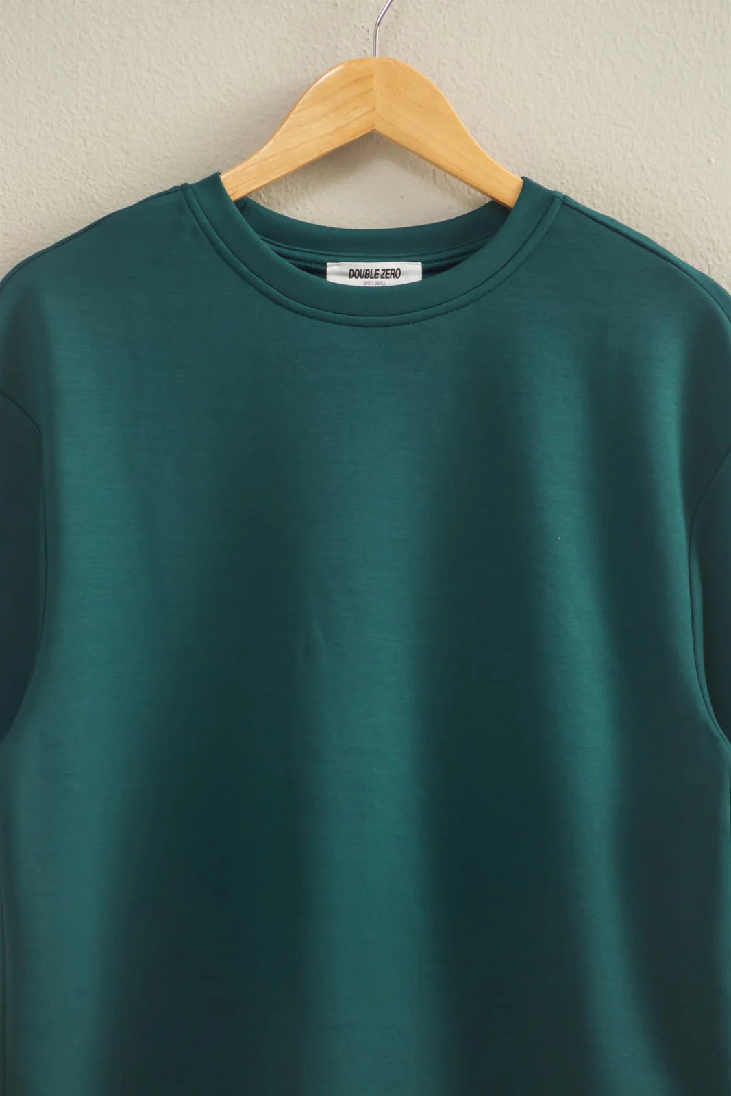 Deep Green Drop Shoulder Everyday Basic Top