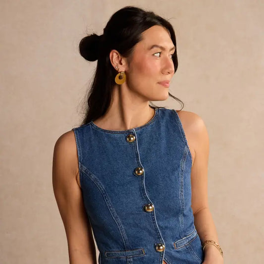 Vintage Gold Evan Earrings - Nickel & Suede