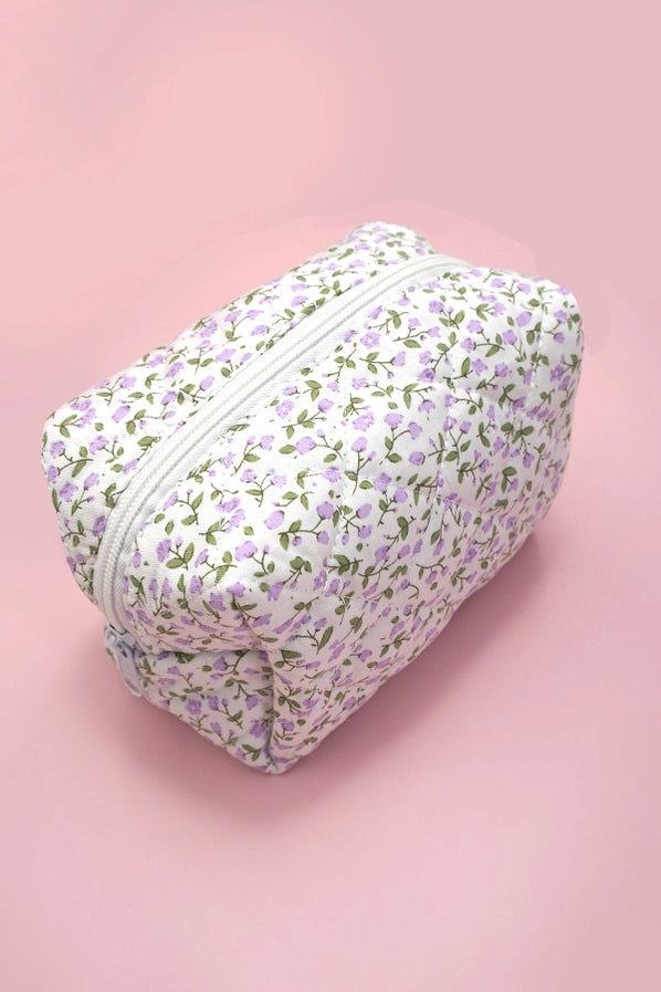 Ditsy Quilted Cotton Floral Cosmetic Pouch Bag