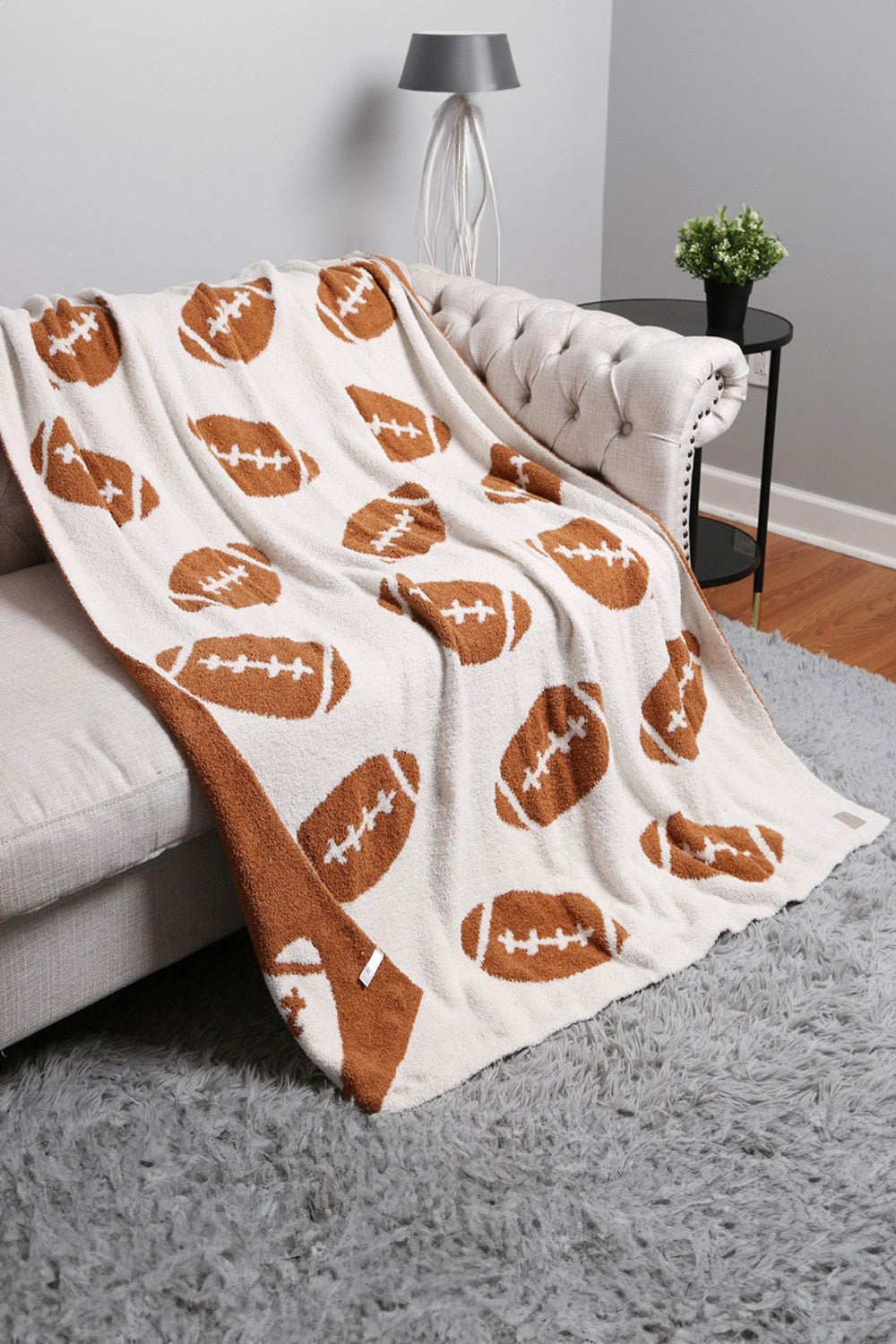 Reversible Football Patterned Throw Blanket