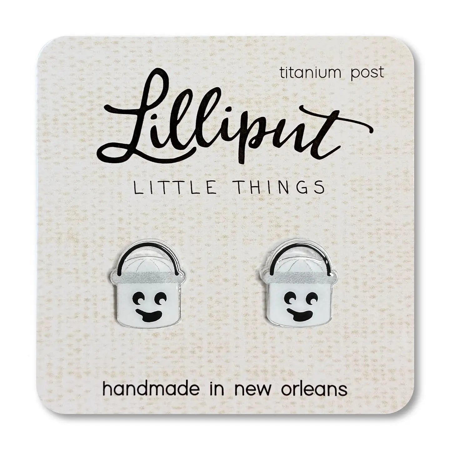 Retro Treat Bucket Earrings - Ghost // Halloween Earrings