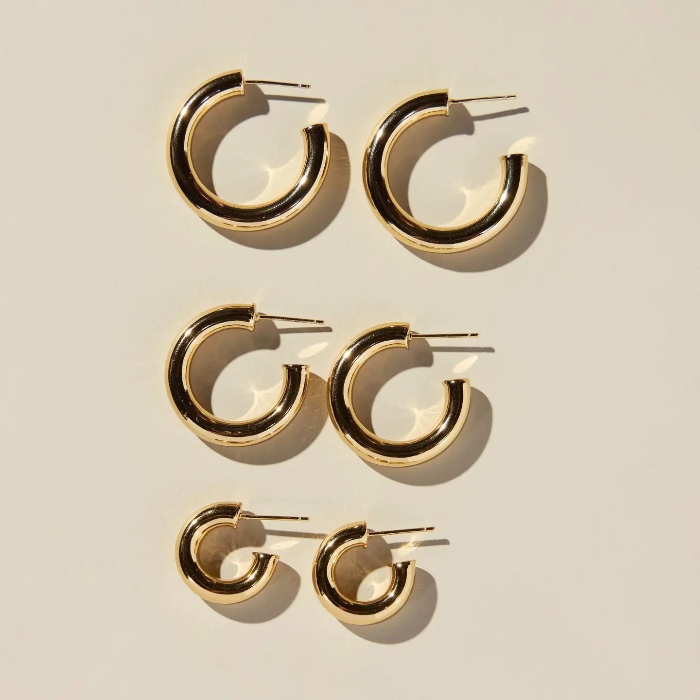 Gold Waterproof Chunky Hollow Hoop Earrings