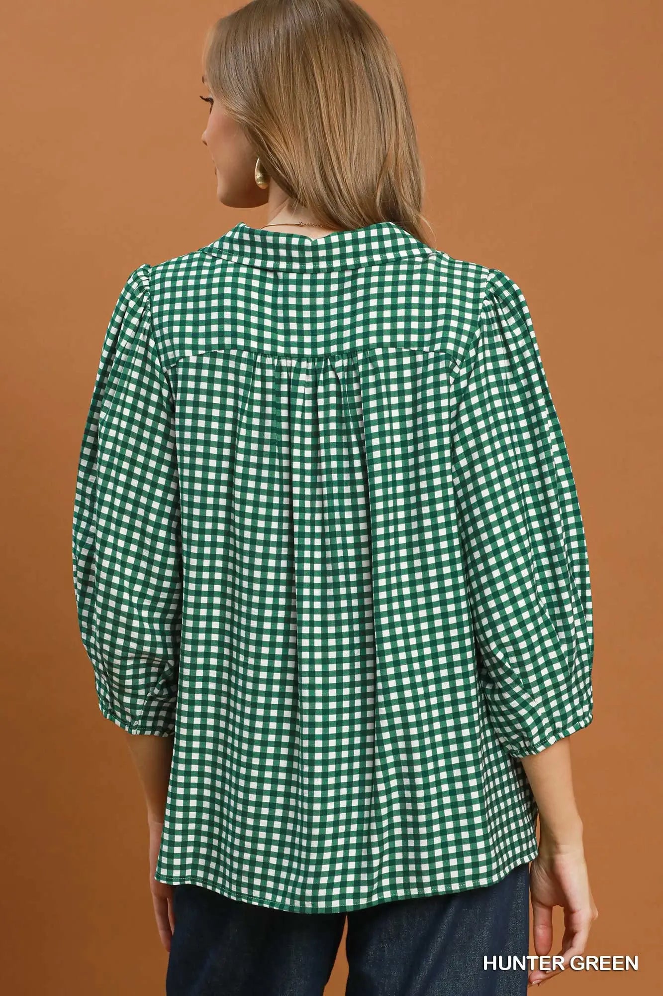 Hunter green check top