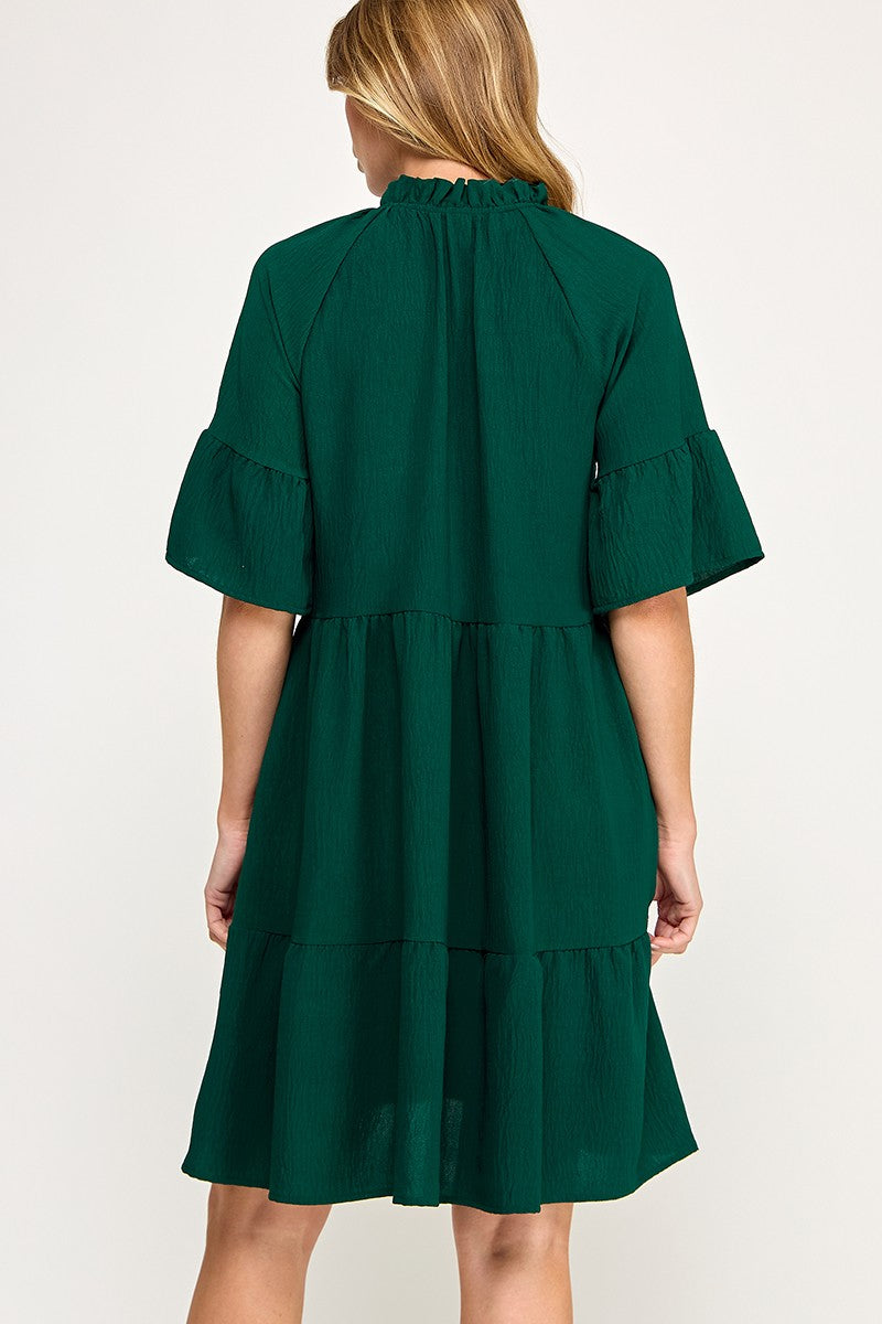 Hunter Green Tiered Dress