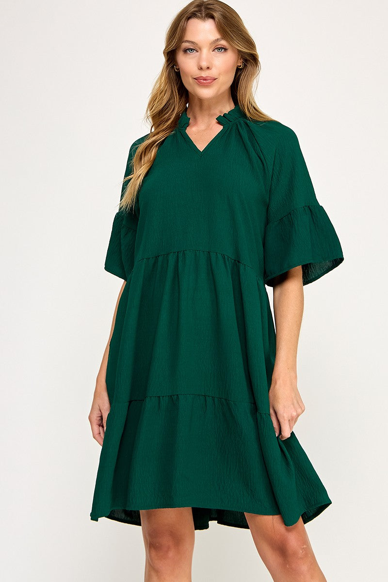 Hunter Green Tiered Dress