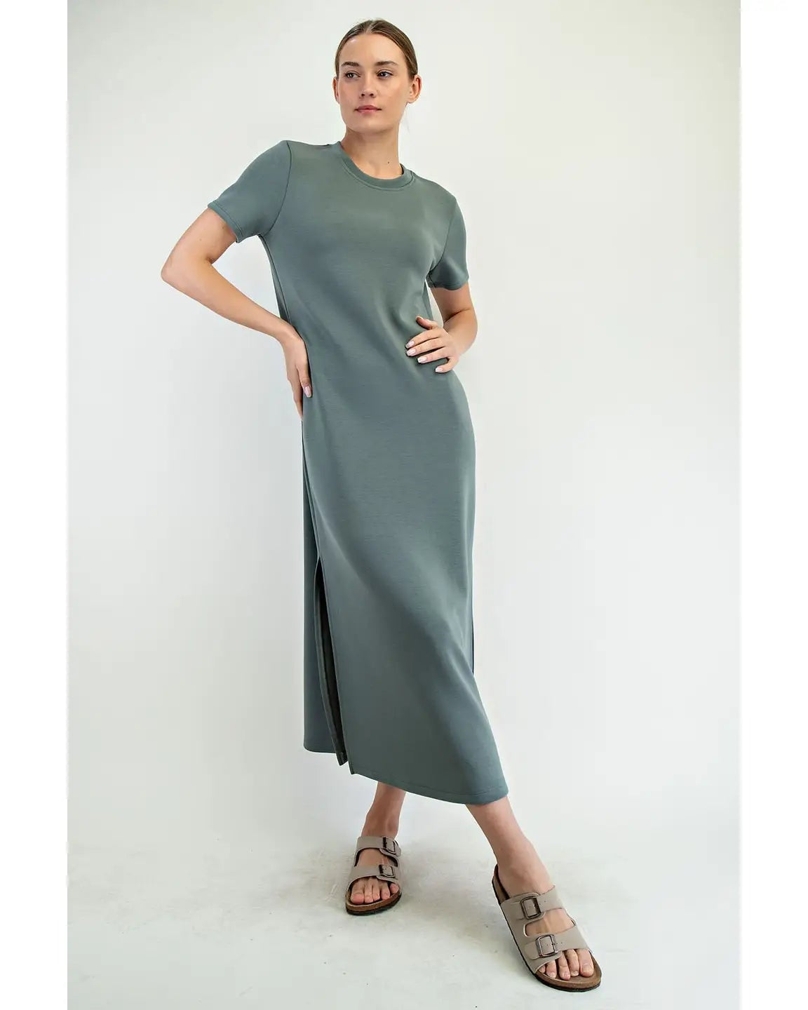 Green Leaf Modal Scuba Maxi Dress