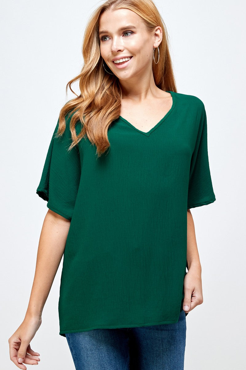 Hunter Green V Neck Top