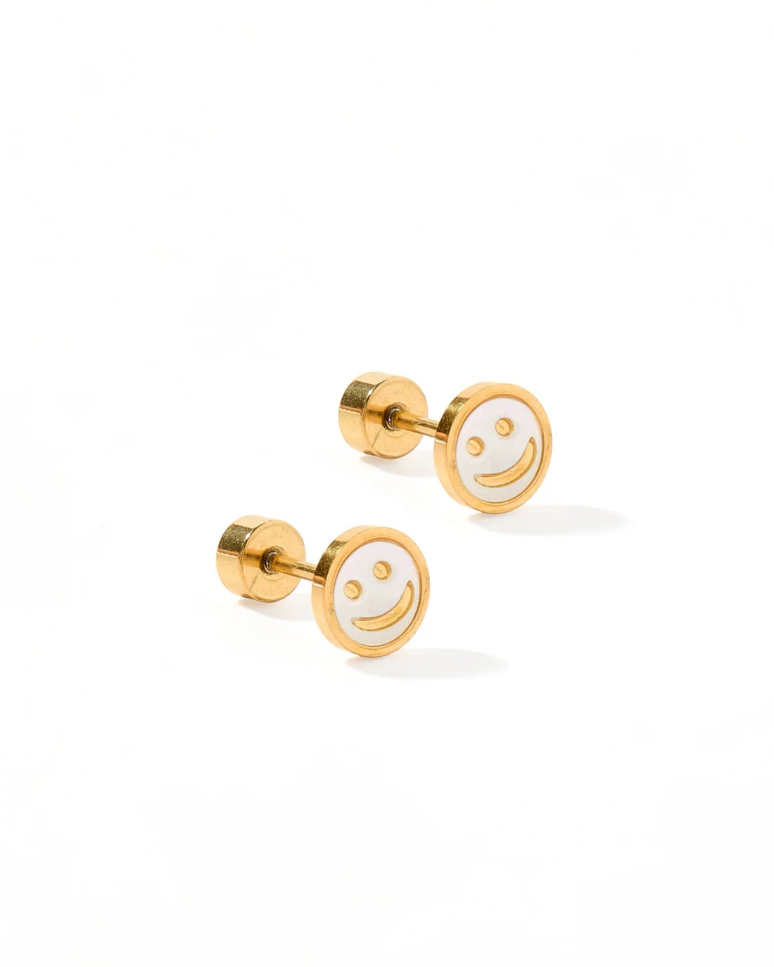 Screw Back Stud Earrings - Happy Face