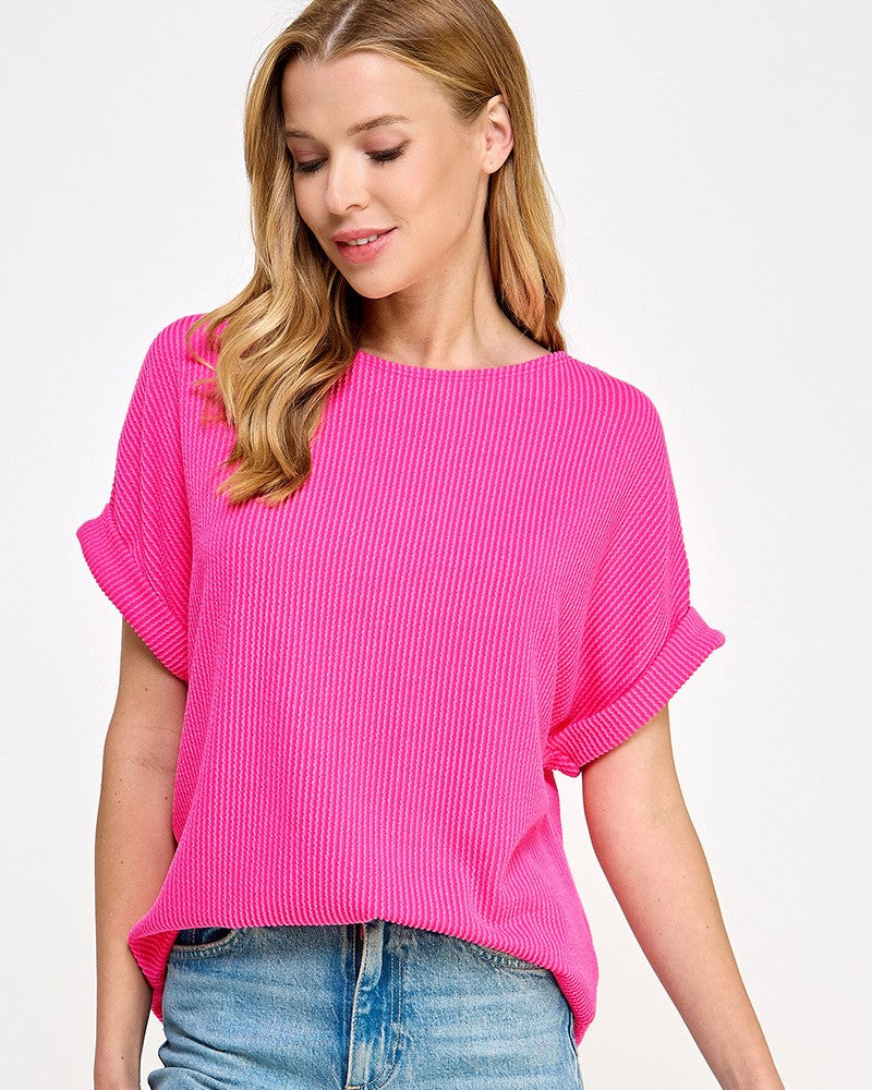 Hot Pink Ribbed Top