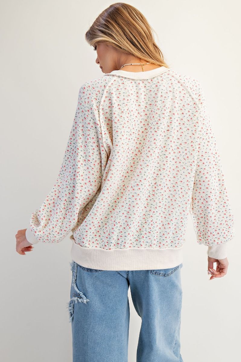 Ivory Floral Print Thermal Top