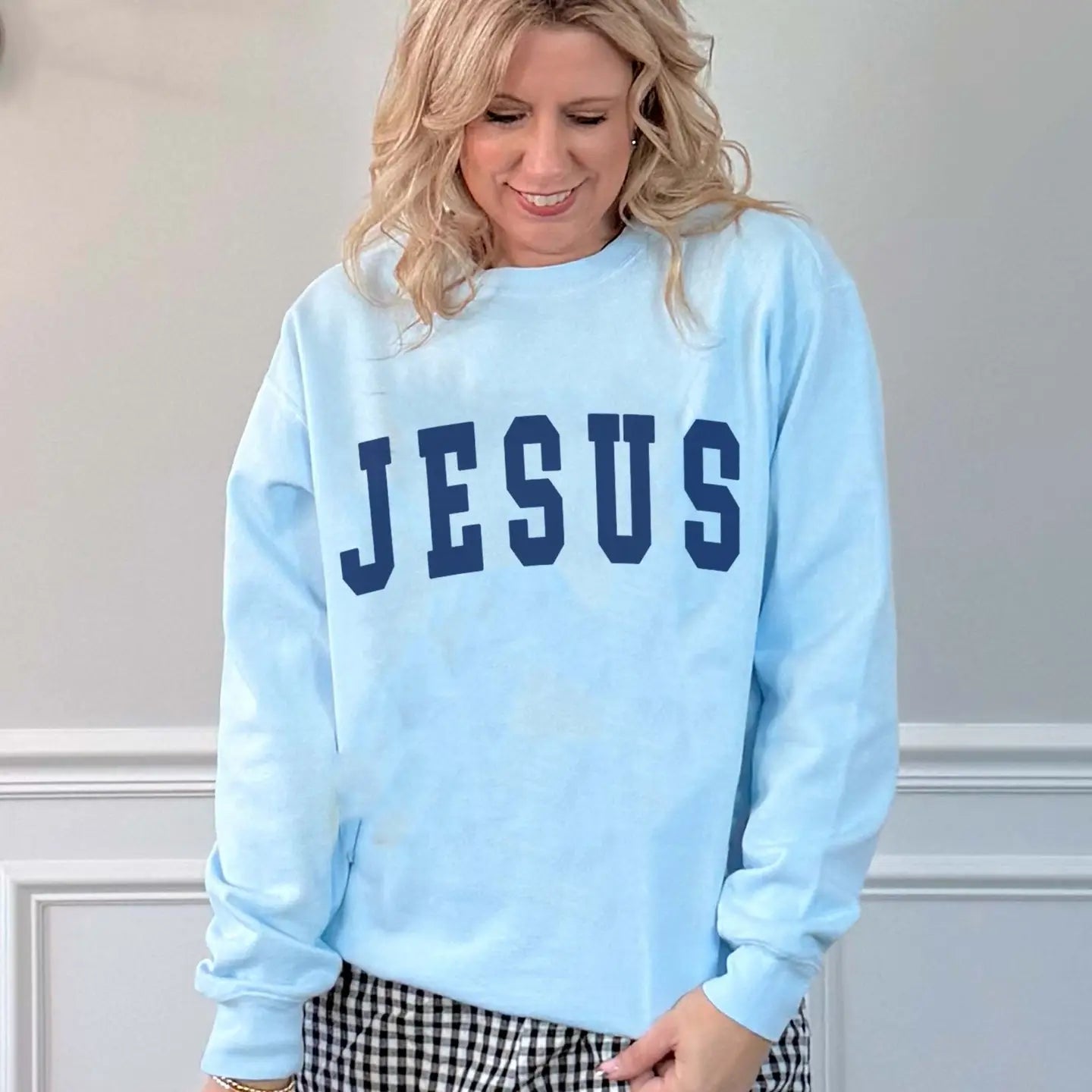 Jesus Collegiate Comfort Color Crew Sweatshirt